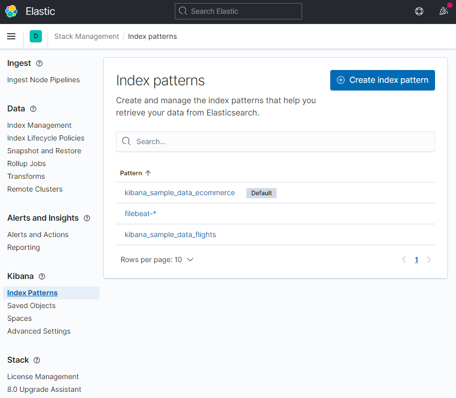 Create Index Pattern