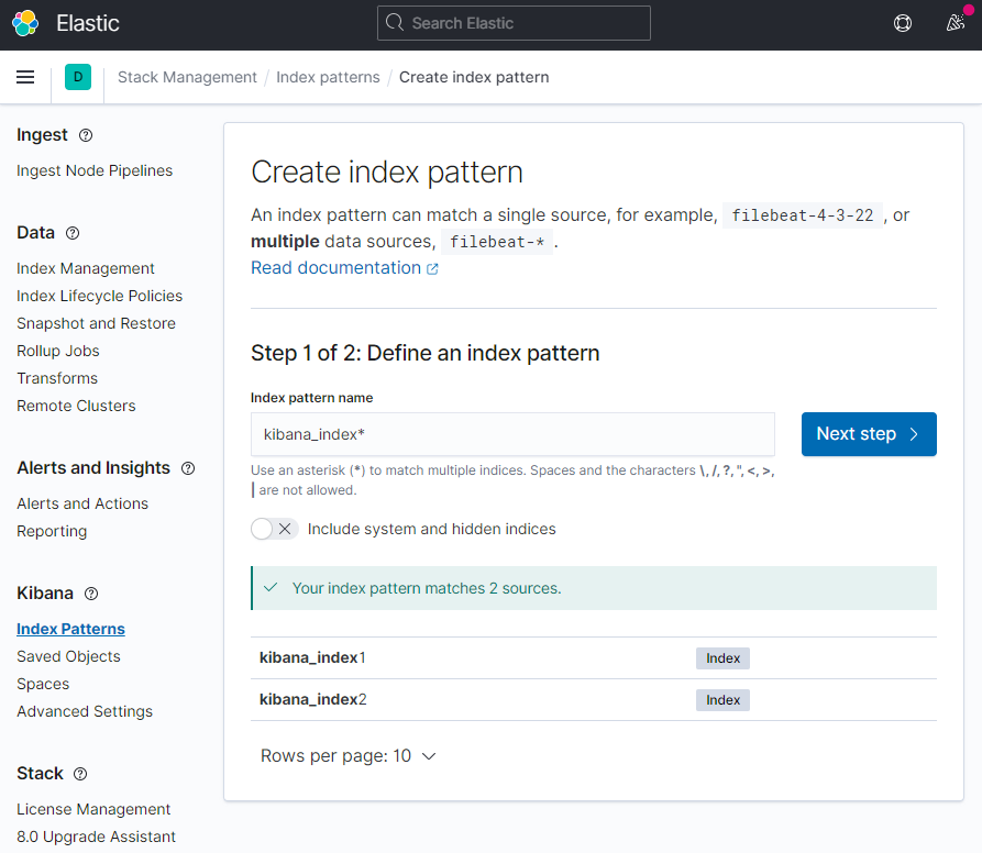 Index Pattern name1